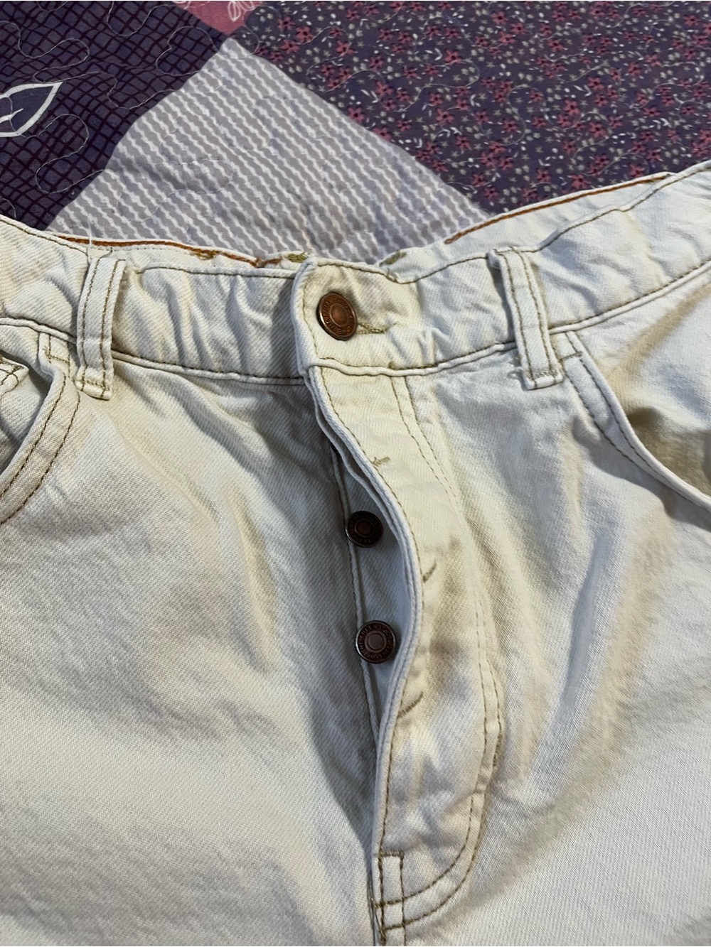 We The Free Good Luck Mid-Rise Barrel Wide-Leg Cream Jeans Women’s Size 30 - Picture 8 of 11